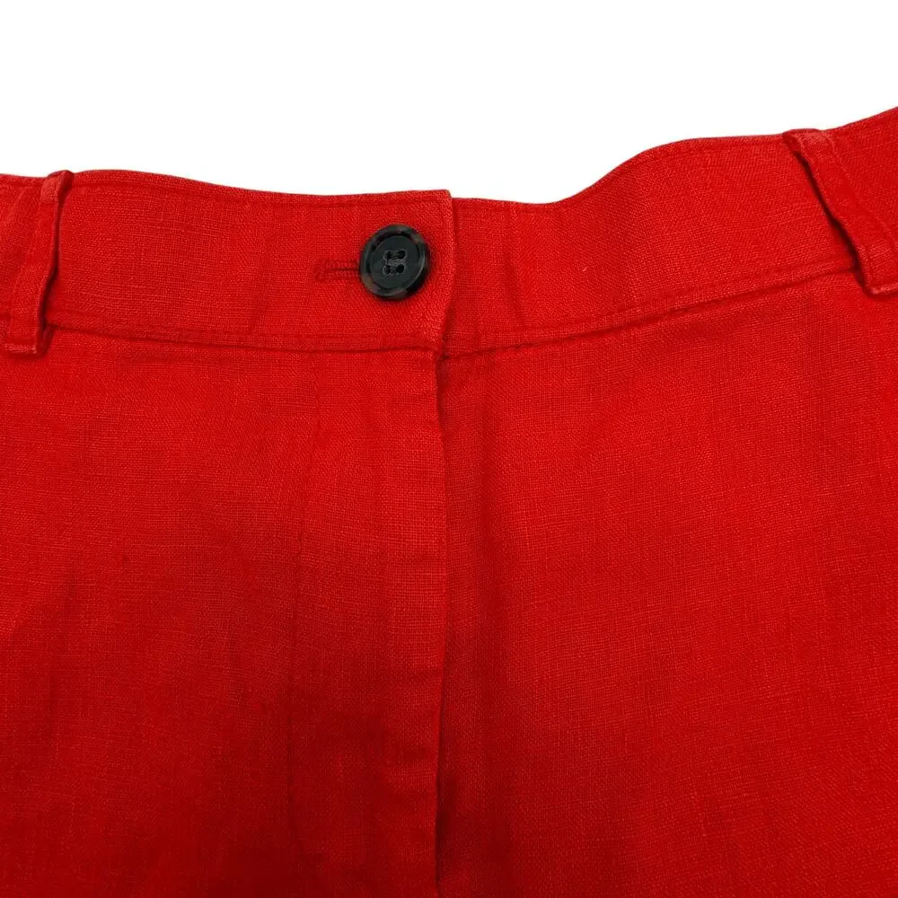 J.Crew Harbor Shorts Women’s Small Red 100% Linen Pull On Elastic Back 3” Inseam